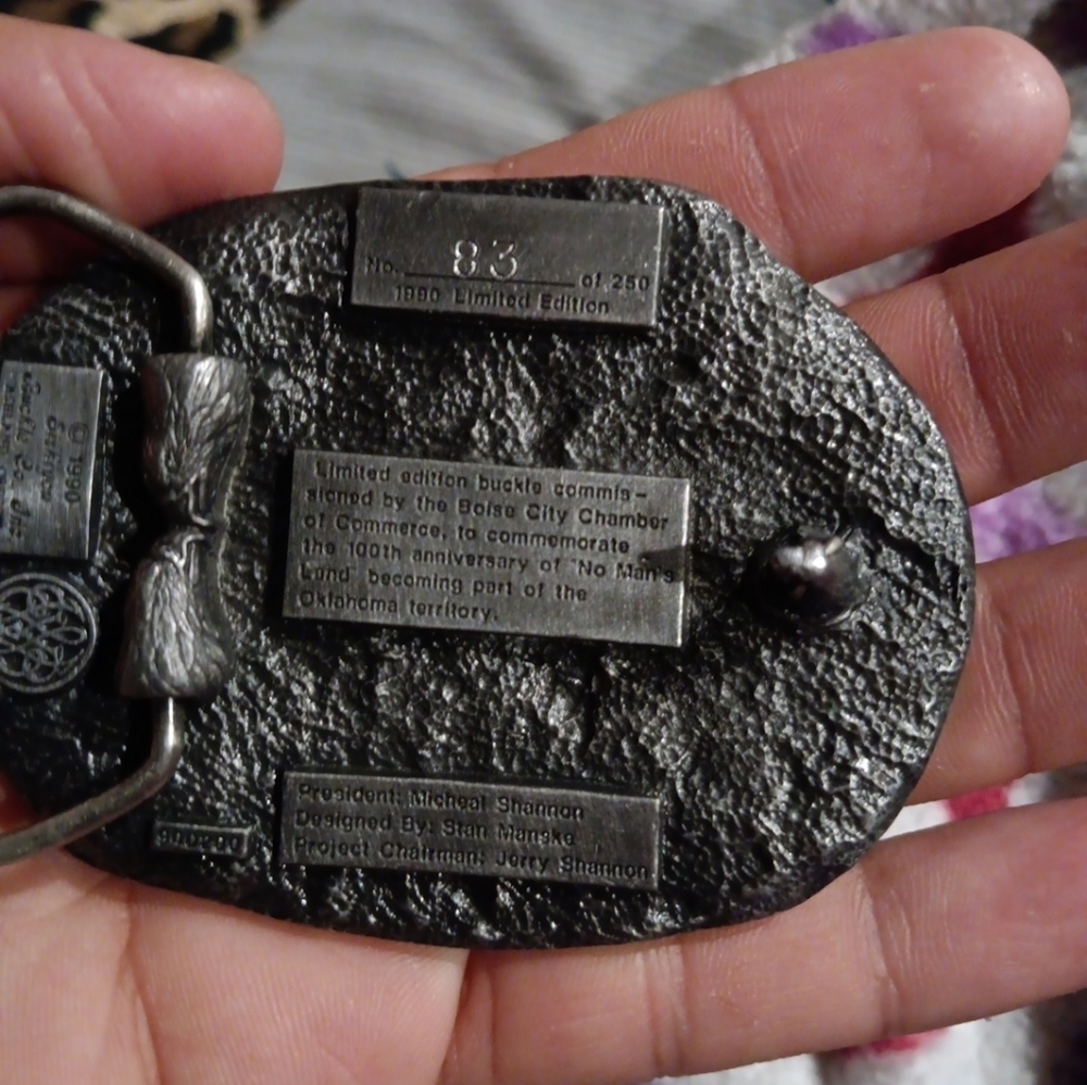 Vintaga 1890 , 1990 no mens land nomore  Oklahoma  Buckle - Picture 5 of 8